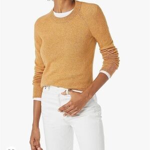 New With Tag Goodthreads women's XS tan orange gold marle crew neck knit sweater